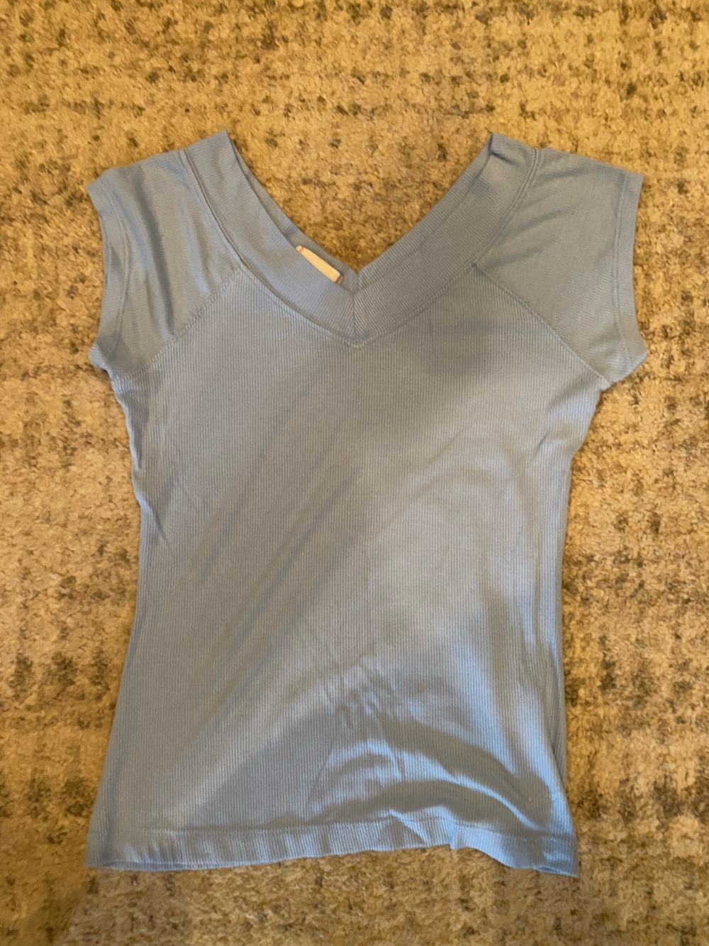 BDG Light Blue V-Neck Ribbed Short Sleeve Tee